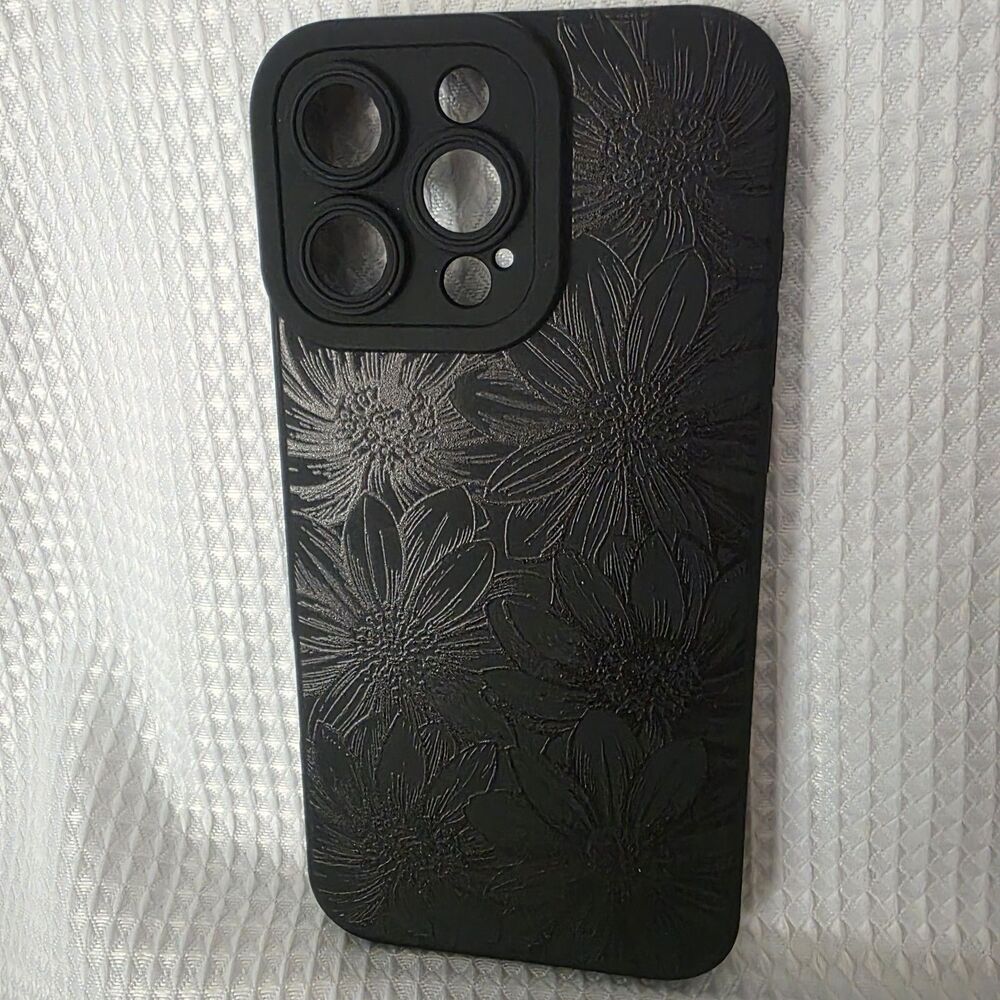 NEW - Mzelq Black Flower Phone Case For Iphone 16 Pro Max - Picture 2 of 4